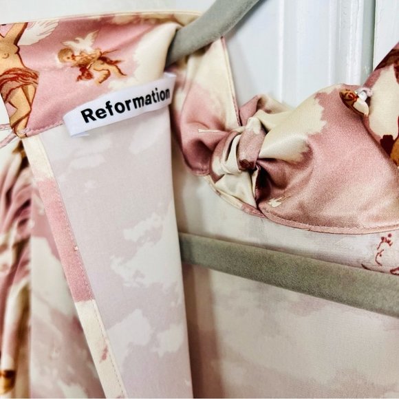 NWT Reformation Livie 100% Silk Satin Long Sleeve Mini Dress in Nirvana Pink 10 - Picture 9 of 14